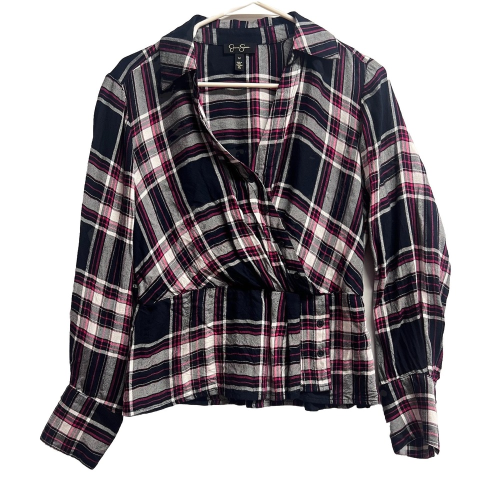 Women's Casual Plaid Long Slv Printed sz M
